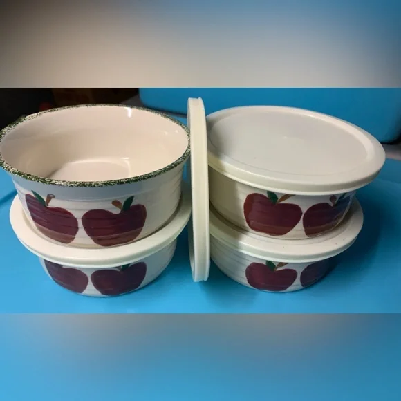 Like New stacking Ceramic Bowls w/ Lids - Picture 1 of 5